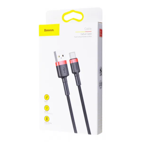 Дата кабель Baseus Cafule USB to Type-C Cable 3A (1m) (CATKLF-B) — Красный — фото 4