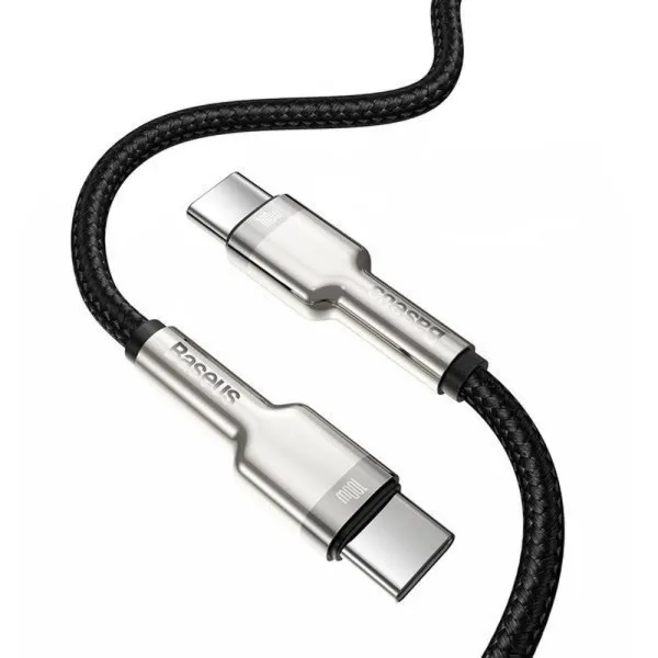 Дата кабель Baseus Cafule Metal Type-C to Type-C 100W (2m) (CATJK-D) — Чорний — фото 2