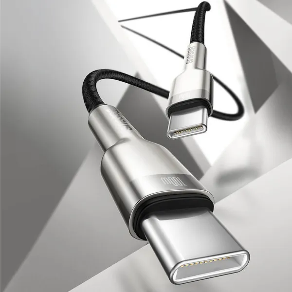 Дата кабель Baseus Cafule Metal Type-C to Type-C 100W (2m) (CATJK-D) — Чорний — фото 5