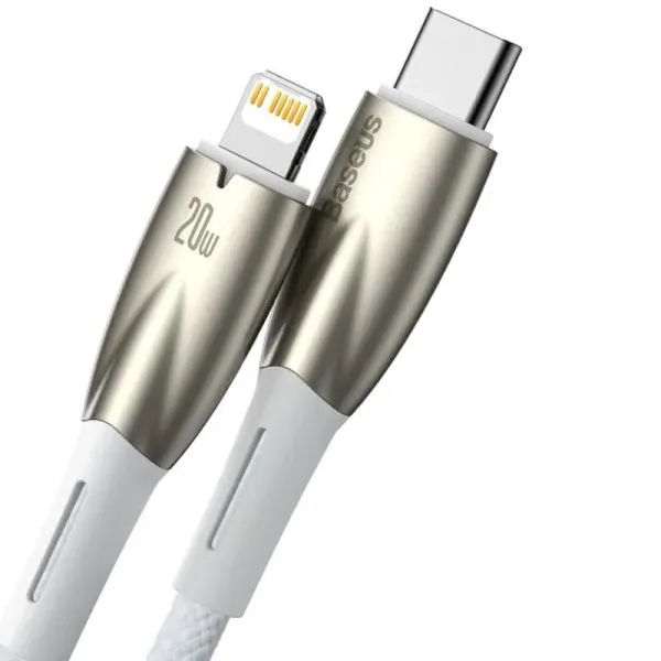 Дата кабель Baseus Glimmer Series Fast Charging Data Cable Type-C to Lightning 20W 1m (CADH000001) — Белый — фото 2