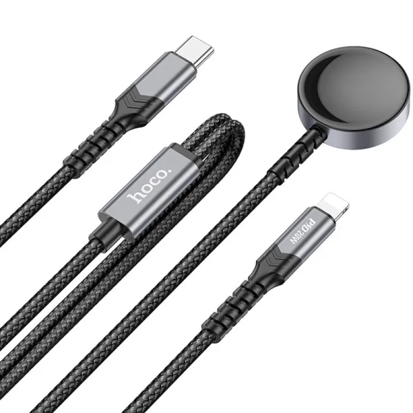 Дата кабель Hoco CW54 2in1 Type-C to iWatch/Lightning 2.5W (1.2m) — Черный — фото 2