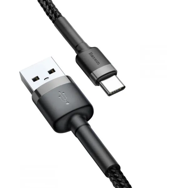 Дата кабель Baseus Cafule USB to Type-C Cable 3A (1m) (CATKLF-B) — Черный — фото 2