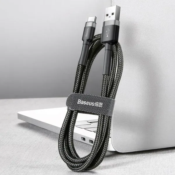 Дата кабель Baseus Cafule USB to Type-C Cable 3A (1m) (CATKLF-B) — Черный — фото 4