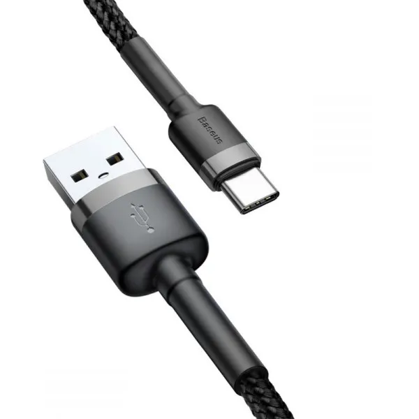 Дата кабель Baseus Cafule USB to Type-C Cable 2A (2m) (CATKLF-C) — Черный — фото 2