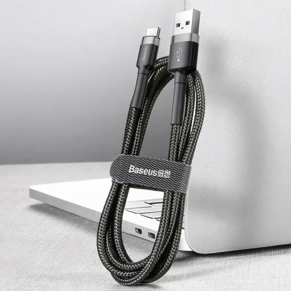 Дата кабель Baseus Cafule USB to Type-C Cable 2A (2m) (CATKLF-C) — Черный — фото 5