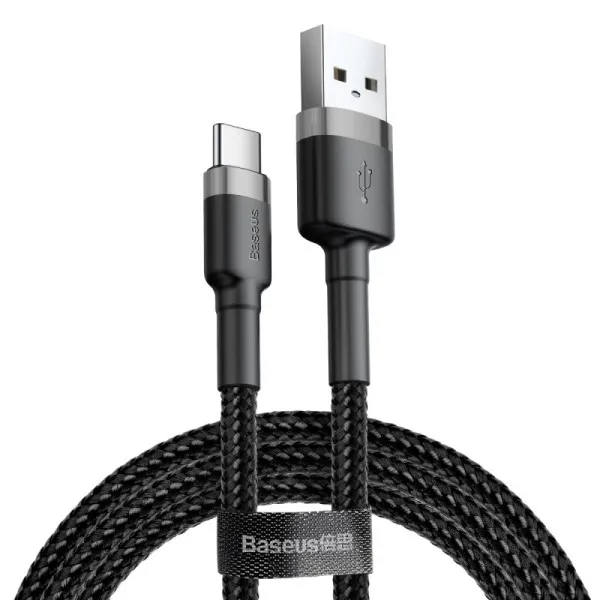 Дата кабель Baseus Cafule USB to Type-C Cable 3A (0.5m) (CATKLF-A) — Сірий — фото 1