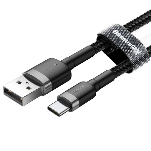 Дата кабель Baseus Cafule USB to Type-C Cable 3A (0.5m) (CATKLF-A) — Сірий — фото 3