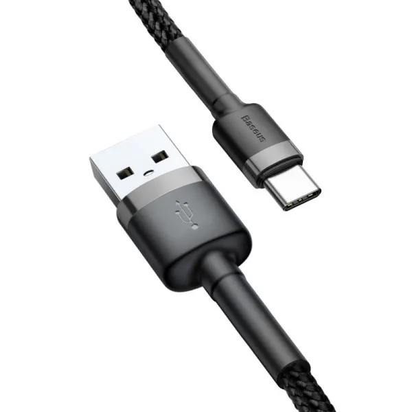 Дата кабель Baseus Cafule USB to Type-C Cable 3A (0.5m) (CATKLF-A) — Сірий — фото 4