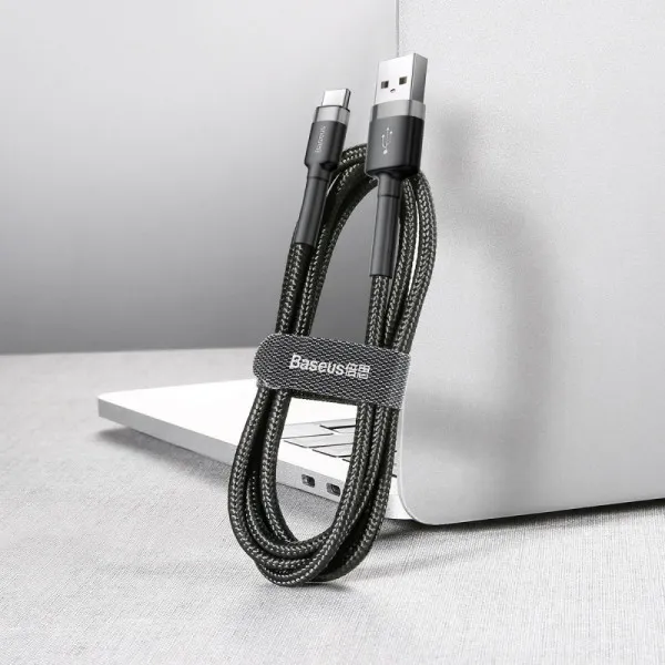 Дата кабель Baseus Cafule USB to Type-C Cable 3A (0.5m) (CATKLF-A) — Сірий — фото 5