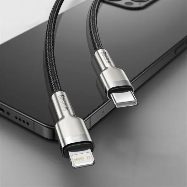 Дата кабель Baseus Cafule Series Metal Type-C to Lightning PD 20W (0.25m) (CATLJK-0) — Черный — фото 3
