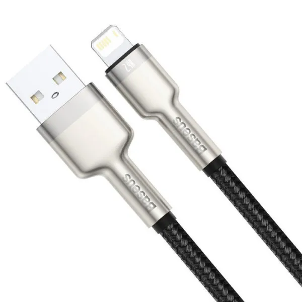 Дата кабель Baseus Cafule Metal USB to Lightning 2.4A (1m) (CALJK-A0) — Черный — фото 4