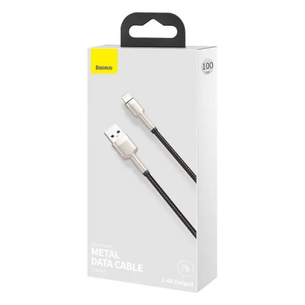 Дата кабель Baseus Cafule Metal USB to Lightning 2.4A (1m) (CALJK-A0) — Черный — фото 5