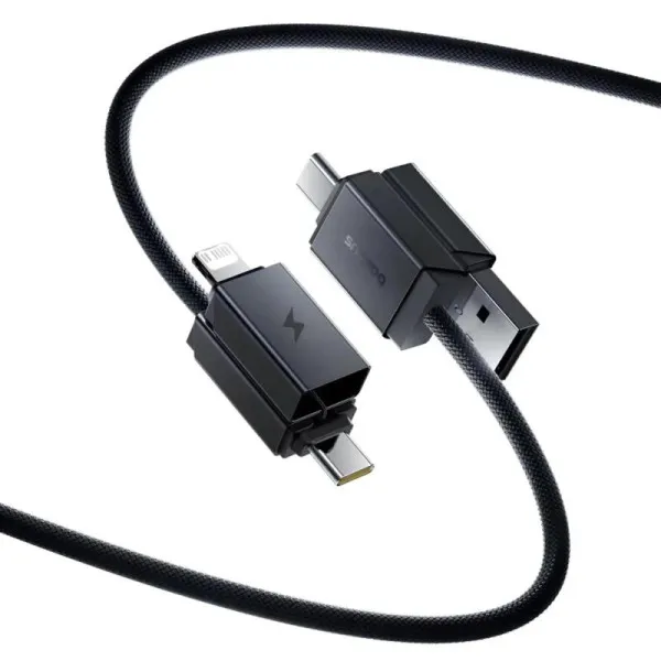 Дата кабель Baseus Versatile Two-for-Two USB/Type-C to Type-C/Lightning 60W (1m) (CB000162) — Чорний — фото 2