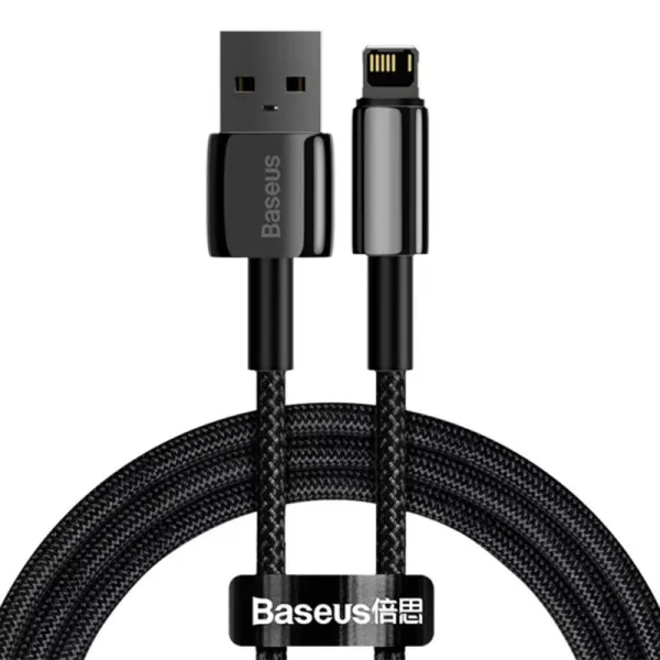 Дата кабель Baseus Tungsten Gold USB to Lightning Cable 2.4A (2m) (CALWJ-A0) — Чорний — фото 1