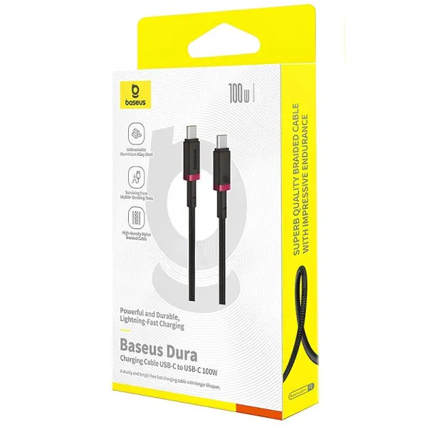 Дата кабель Baseus Dura Series Fast Charging Type-C to Type-C 100W (2m) (P10377803) — Красный — фото 3
