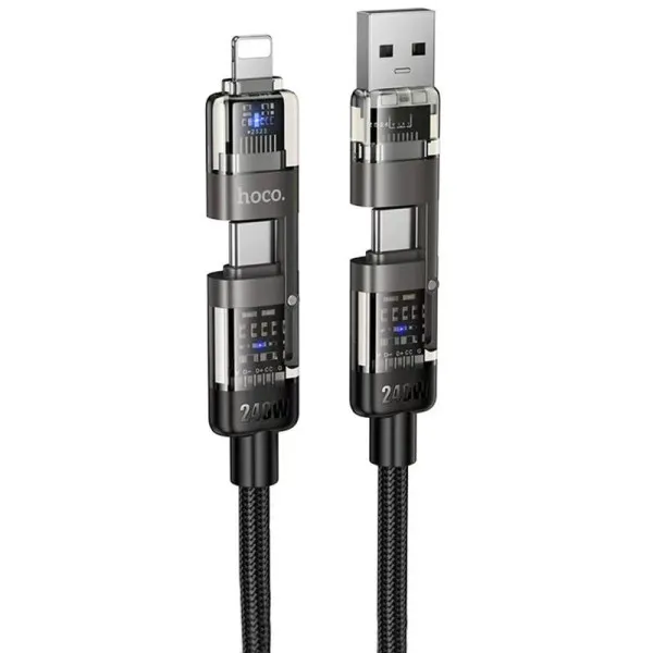 Дата кабель Hoco U151 Goldsmith 4in1 Type-C to USB/Type-C to Lightning 240W (1.2m) — Чорний — фото 1