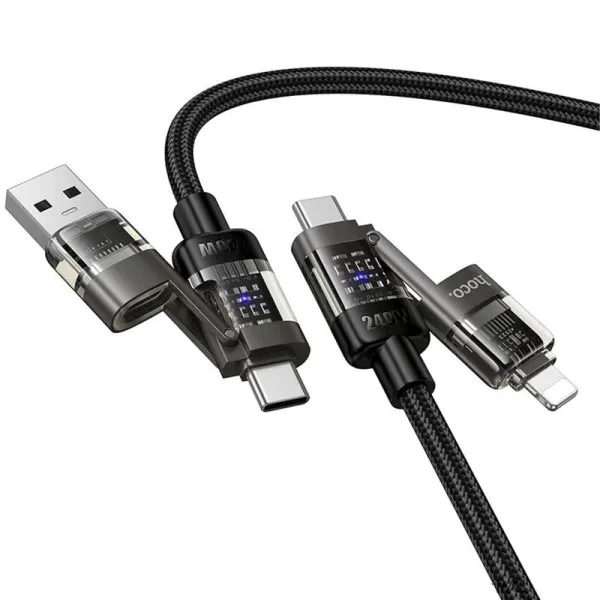 Дата кабель Hoco U151 Goldsmith 4in1 Type-C to USB/Type-C to Lightning 240W (1.2m) — Чорний — фото 2