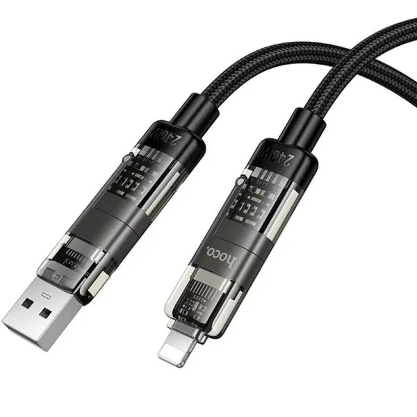 Дата кабель Hoco U151 Goldsmith 4in1 Type-C to USB/Type-C to Lightning 240W (1.2m) — Чорний — фото 3