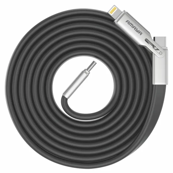 Дата кабель Amaya ACD-325X 2in1 Type-C to Lightning/Type-C 240W (1.2m) — Чорний — фото 1