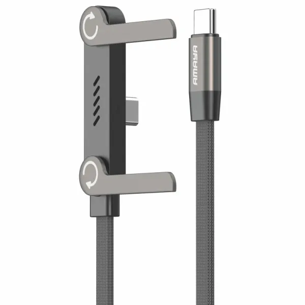 Дата кабель Amaya 327CC side plug and stand Type-C to Type-C 240W (1.5m) — Чорний — фото 1
