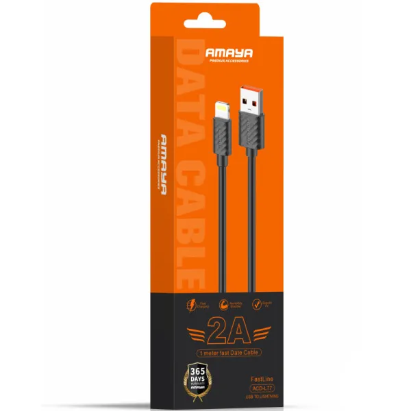 Дата кабель Amaya L77 USB to Lightning 2A (1m) — Чорний — фото 2