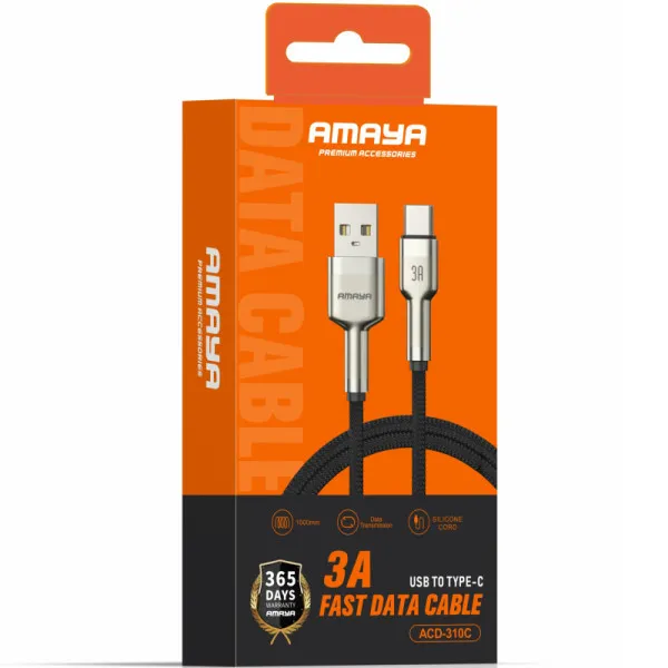 Дата кабель Amaya 310C USB to Type-C 3A (1m) — Brown — фото 2