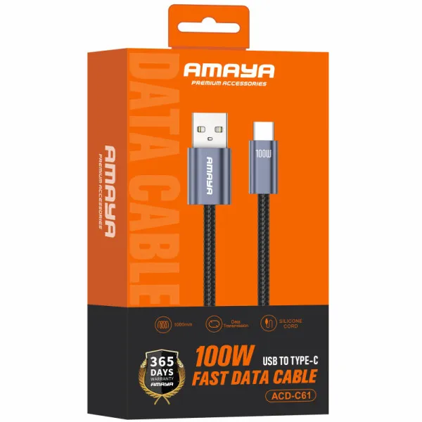 Дата кабель Amaya 61C USB to Type-C 100W (1m) — Сірий — фото 2