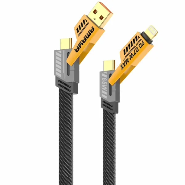 Дата кабель Amaya ACD-X31 4in1 Type-C/USB to Lightning/Type-C 65W (1.2m) — Жовтий — фото 1