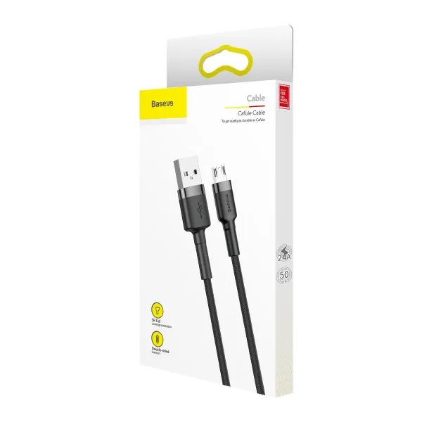 Дата кабель Baseus Cafule USB to MicroUSB Cable 2.4A (1m) (CAMKLF-B) — Серый — фото 5
