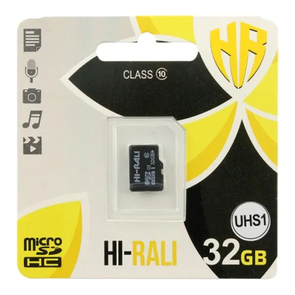 Карта пам'яті Hi-Rali (UHS-1) microSDHC Class 10 - 32GB (без адаптера) — Чорний Карта пам'яті Hi-Rali (UHS-1) microSDHC Class 10 - 32GB (без адаптера) — Чорний