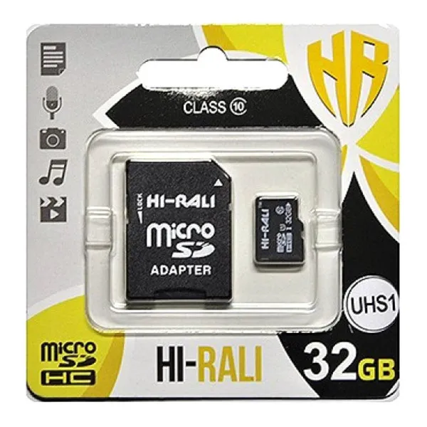Карта пам'яті Hi-Rali (UHS-1) microSDHC Class 10 - 32GB (з адаптером) — Чорний Карта пам'яті Hi-Rali (UHS-1) microSDHC Class 10 - 32GB (з адаптером) — Чорний