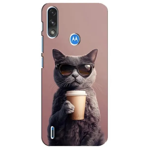 Чехол с принтом «Кот с кофе» для Motorola E7 Power Чехол с принтом «Кот с кофе» для Motorola E7 Power