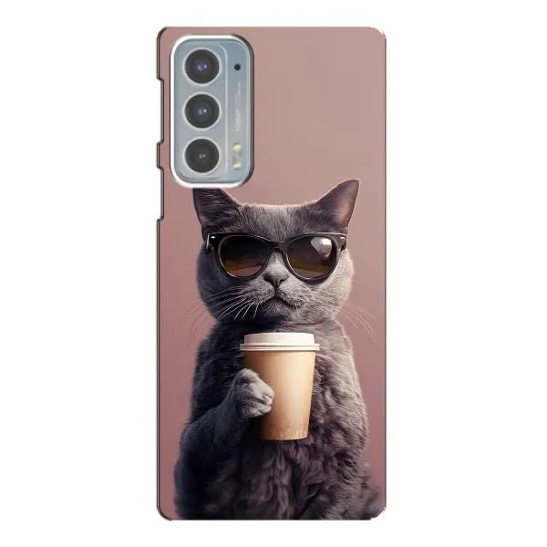 Чехол с принтом «Кот с кофе» для Motorola Edge 20