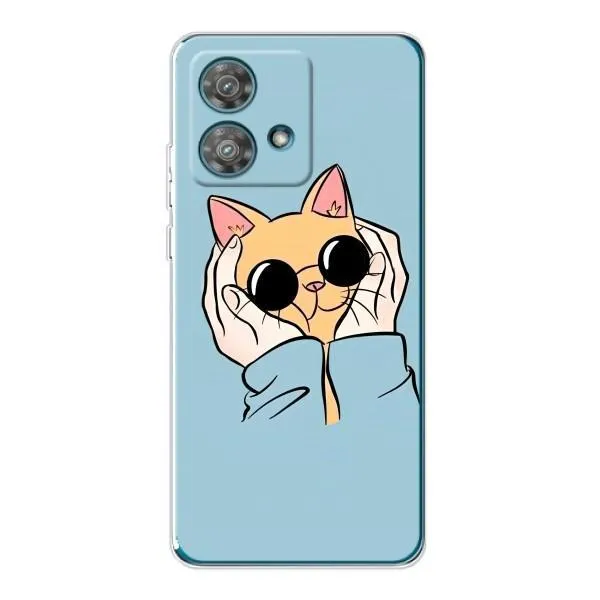 Чехол с принтом «Котик в очках» для Motorola Edge 40 Neo