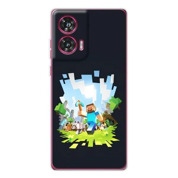 Чехол с принтом «персонажи Minecraft» для Motorola Edge 50 Fusion