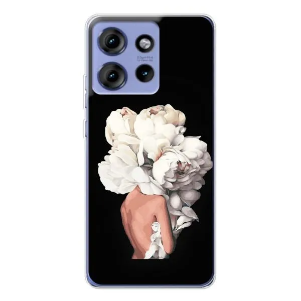 Чехол с принтом «Белые цветы» для Motorola Edge 50