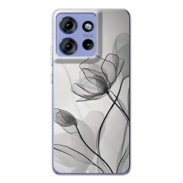 Чехол с принтом «Черные цветы» для Motorola Edge 50