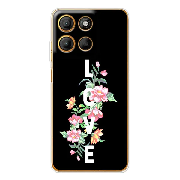 Чехол с принтом «Цветы LOVE» для Motorola Edge 60 Fusion