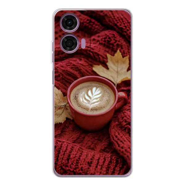 Чохол з принтом «Кава на ковдрі» для Motorola Moto E14