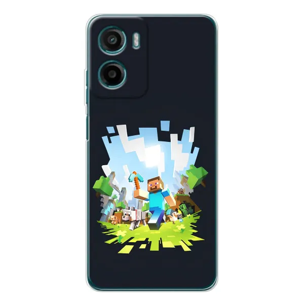 Чехол с принтом «персонажи Minecraft» для Motorola Moto E15