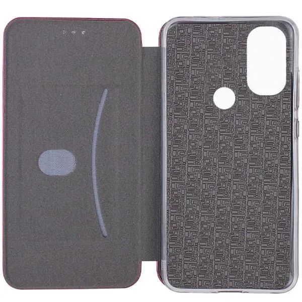 Кожаный чехол-книжка Classy для Motorola Moto E40 — Бордовый — фото 3