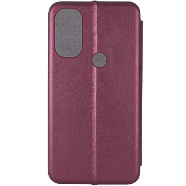 Кожаный чехол-книжка Classy для Motorola Moto E40 — Бордовый — фото 4