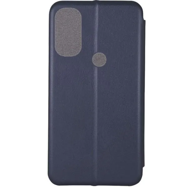Кожаный чехол-книжка Classy для Motorola Moto E40 — Темно-синий — фото 3