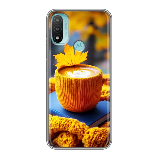 Чехол с принтом «Кофе на желтом пледе» для Motorola MOTO E40