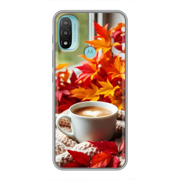 Чехол с принтом «Кофе и листья» для Motorola MOTO E40