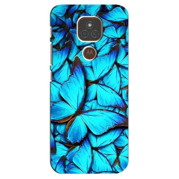 Чохол з принтом «Сині метелики» для Motorola MOTO E7 Plus