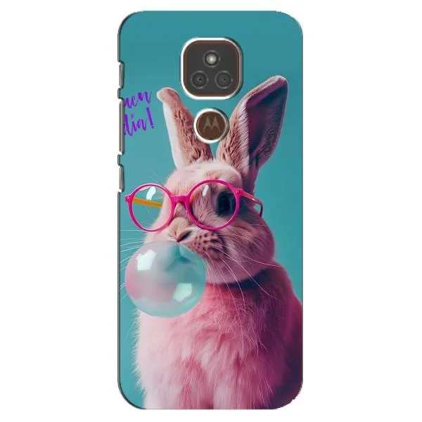 Чехол с принтом «Кролик в очках» для Motorola MOTO E7 Plus