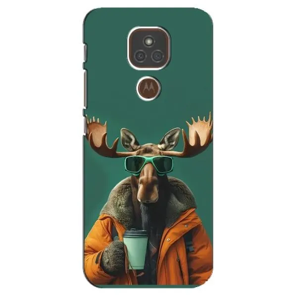 Чехол с принтом «Лось с кофе» для Motorola MOTO E7 Plus