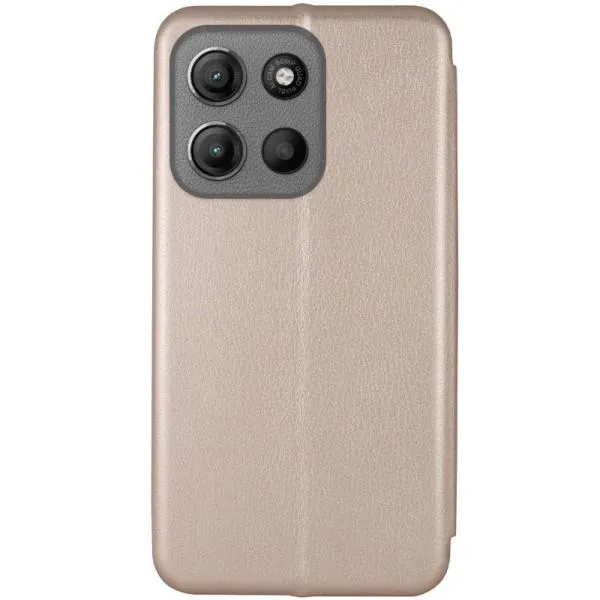 Кожаный чехол-книжка Classy для Motorola Moto G15 4G — Золотой — фото 2