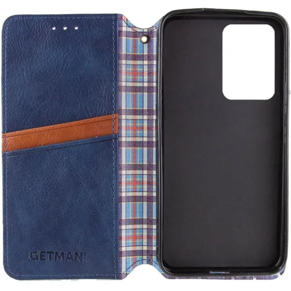 Кожаный чехол-книжка GETMAN Cubic (PU) для Motorola Moto G15 4G — Синий — фото 2